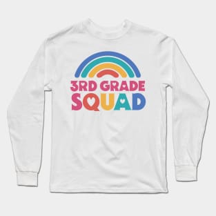 Cute School Teacher 3rd Grade Squad with Retro Rainbow and Hearts Long Sleeve T-Shirt